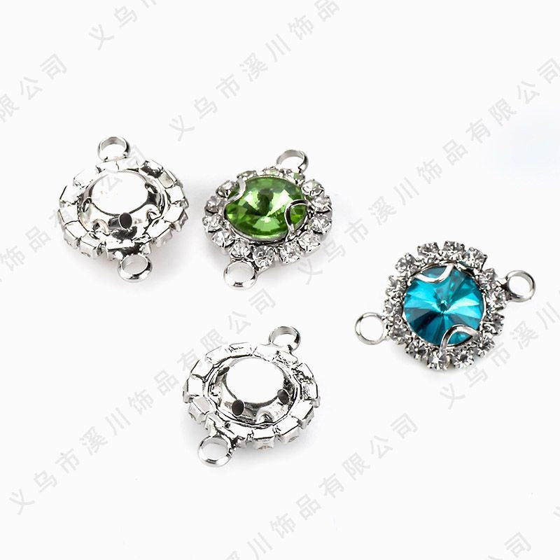 8mm20pcs Satellite Double Ring Crystal Buckle Claw Rhinestones Encircling Edge Rhinestones Double Hanging Grab Chain Diy Headdress Accessories