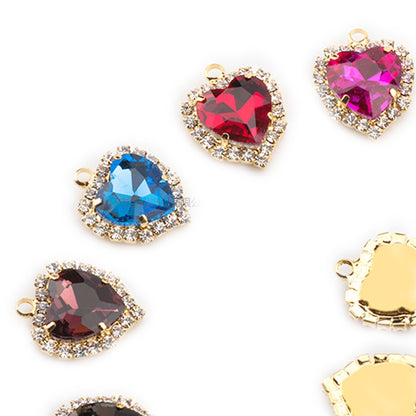 10pcs 14mm Crystal Buckle Glass Heart Claw Rhinestone Pendant Diy Clothing Accessories Materials