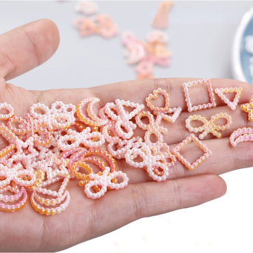 Super Flash Heart Imitation Pearl Bow Mixed Accessories Japanese Imitation Pearl Nail Accessories ABS Hollow Pearl Nail Accessories