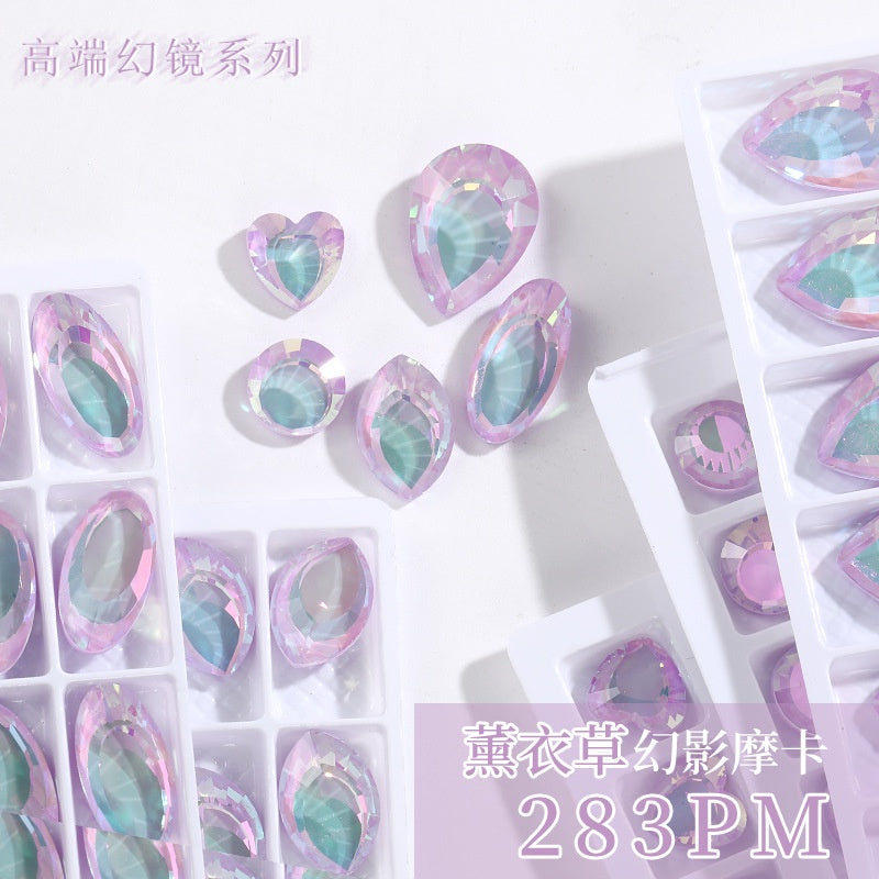 Shining High-grade Crystal Micro-pointed Bottom Glass Diamond High Top Rhinrhinos K9 Magic Mirror Series Diy Mobile Phone Shell Nail Sticker Rhinrhinos
