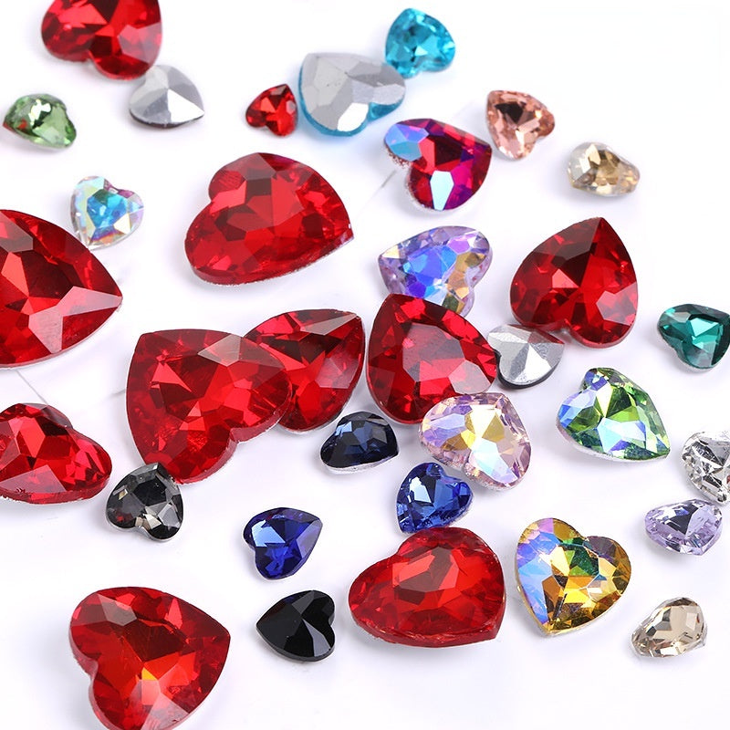10mm Pointy Bottom Peach Heart Rhinestone Love Rhinestone Crystal Glass Rhinestone Diy Mobile Phone Paste Rhinestone Accessories Clothing Jewelry Rhinestone