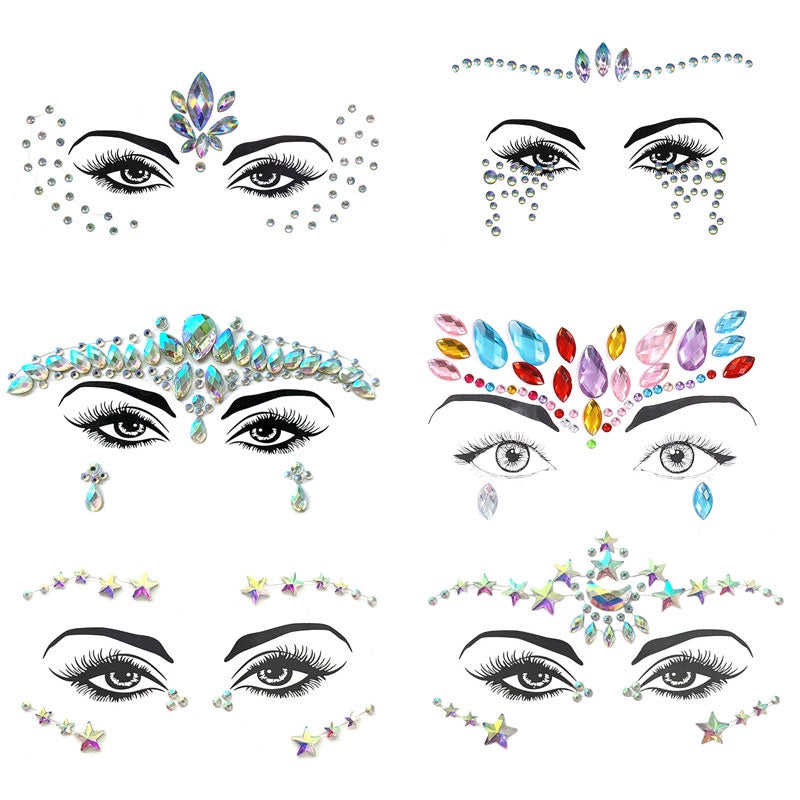 Electronic Music Festival Face Pasters Children's Stage Performance Face Stickers Stickers Crystal Eyes Rhinestone Stickers