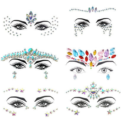 Electronic Music Festival Face Pasters Children's Stage Performance Face Stickers Stickers Crystal Eyes Rhinestone Stickers