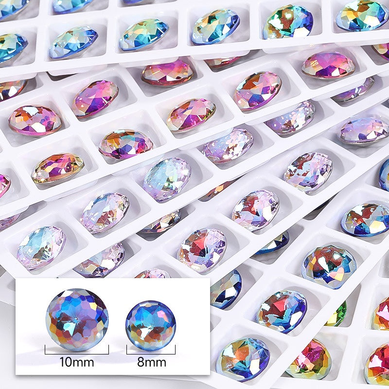 8mm/10mm Shiny Round K9 Fancy Crystal Nail Art Rhinestone for DIY Jewelry Making
