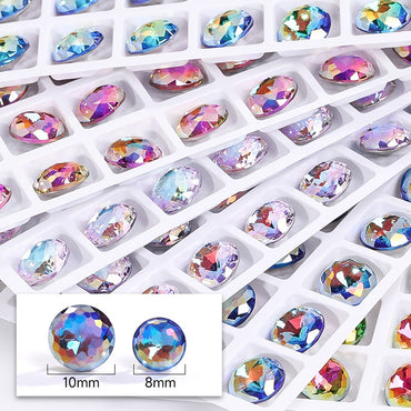 8mm/10mm Shiny Round K9 Fancy Crystal Nail Art Rhinestone for DIY Jewelry Making