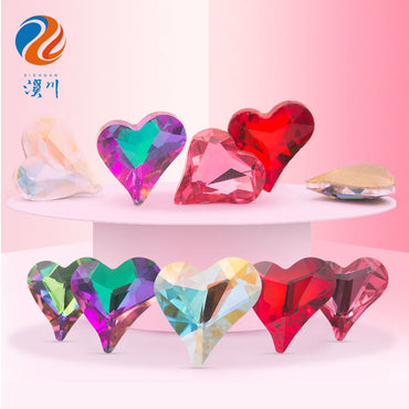 5pcs High-quality Crooked Peach Heart crystal glass rhinestones abnormity rhinestones diy ornament accessories rhinestone nail paste rhinestones material