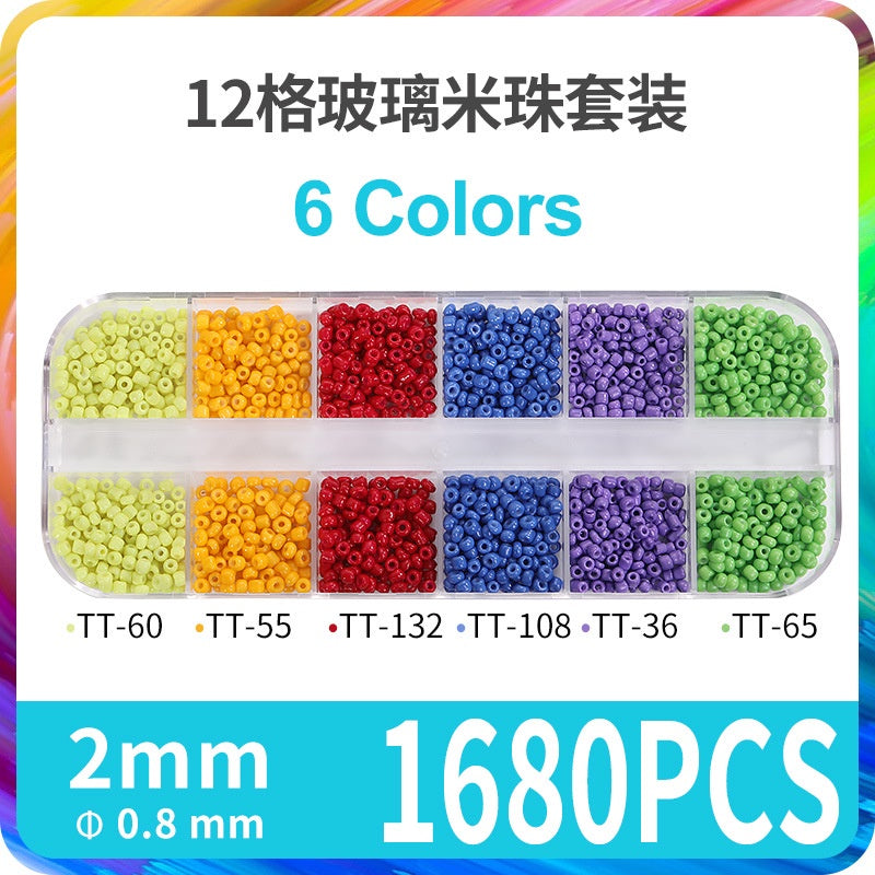 Fashion 12 Gramme Bead Set Box DIY Chain Through Hole Glass Cross Beaded Bracelet Beads