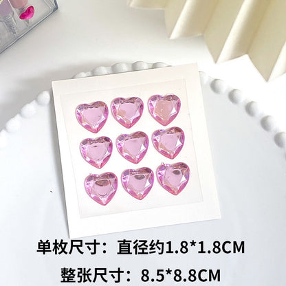 Heart Sticker Princess 3D Love Crystal Gem Sticker DIY Cup Sticker Makeup Gadget Beauty Sticker with Adhesive