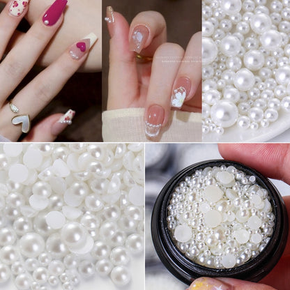 Pearl Box Japanese Simple Mixed Half Round Full Round Box Pearl Nail Jewelry