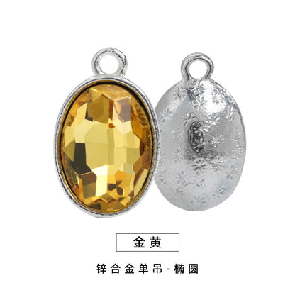 Single Hanging Oval Enclosing Edge Crystal Pendant Alloy Accessories Glass Crystal Diy Necklace Bracelet Decorative Accessories