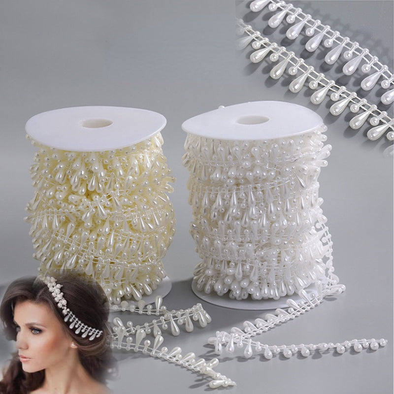 Drop Pearl Chain Lace Accessories Headdress Decorative Beaded Accessories Connected Beaded Handmade DIY Clothing