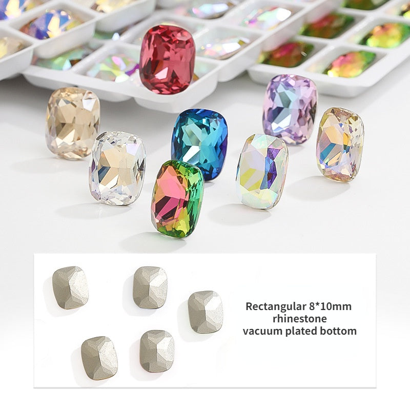 10mm  10pcs Nail Rhinrhinea High-end Tip Bottom Rhinrhinea  Rectangular Round Corner Diy Accessories Materials