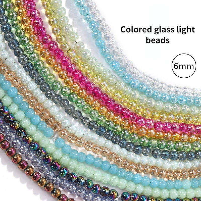 Imitation Jade Glass Bead Electroplating Beading DIY Handmade Beading Loose Bead Jewelry Accessories Accessories