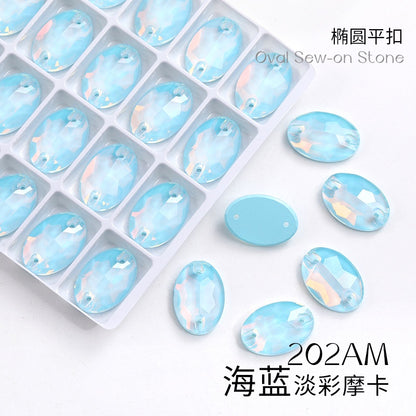 Crystal 7*10/10*14mm High-end Button Flat Oval Mocha Handmade Clothes Accessories