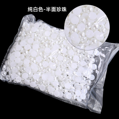 Imitation Pearl Semi-round Pearl Perforated Pearl Jewelry Materials Clothing Accessories Fake Pearl Jewelry Accessories