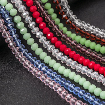 3/4/6/8mm electroplated crystal flat beads 5 pack glass round beads diy jewelry wholesale bead accessories wheel crystal loose beads lanyard