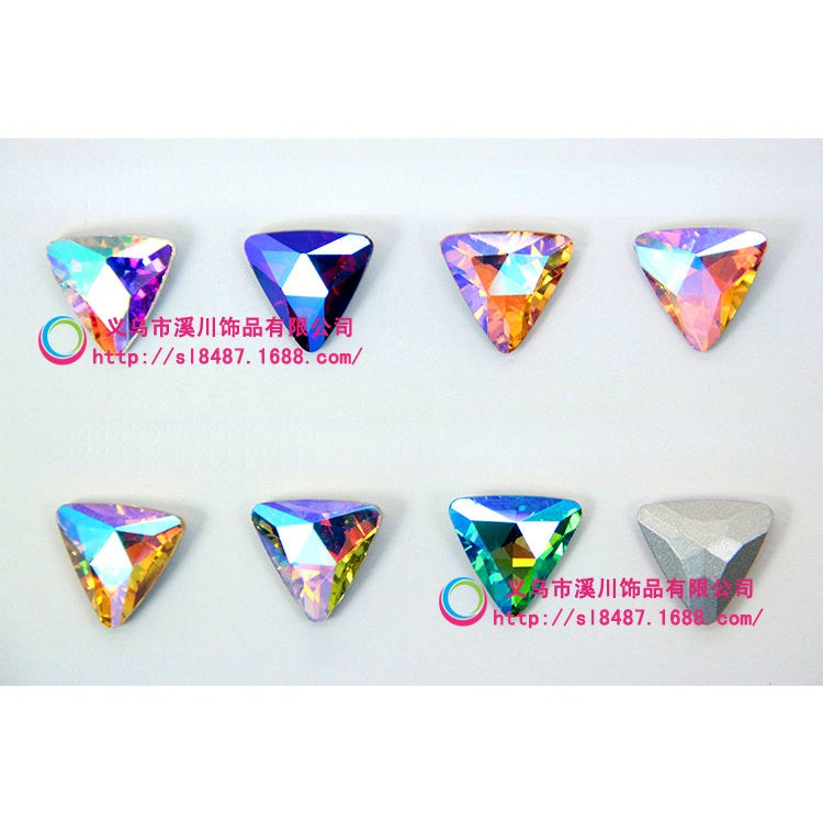 18mm 10pcs Triangle Shiny AB Crystal Glass Rhinestone for Diy Clothing Garment