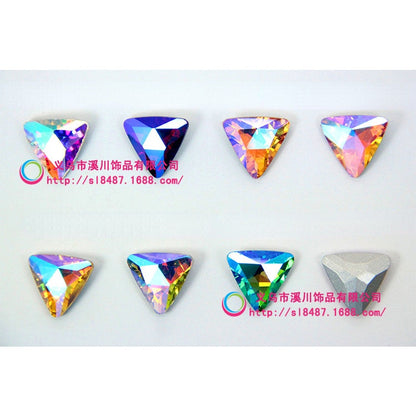 18mm 10pcs Triangle Shiny AB Crystal Glass Rhinestone for Diy Clothing Garment