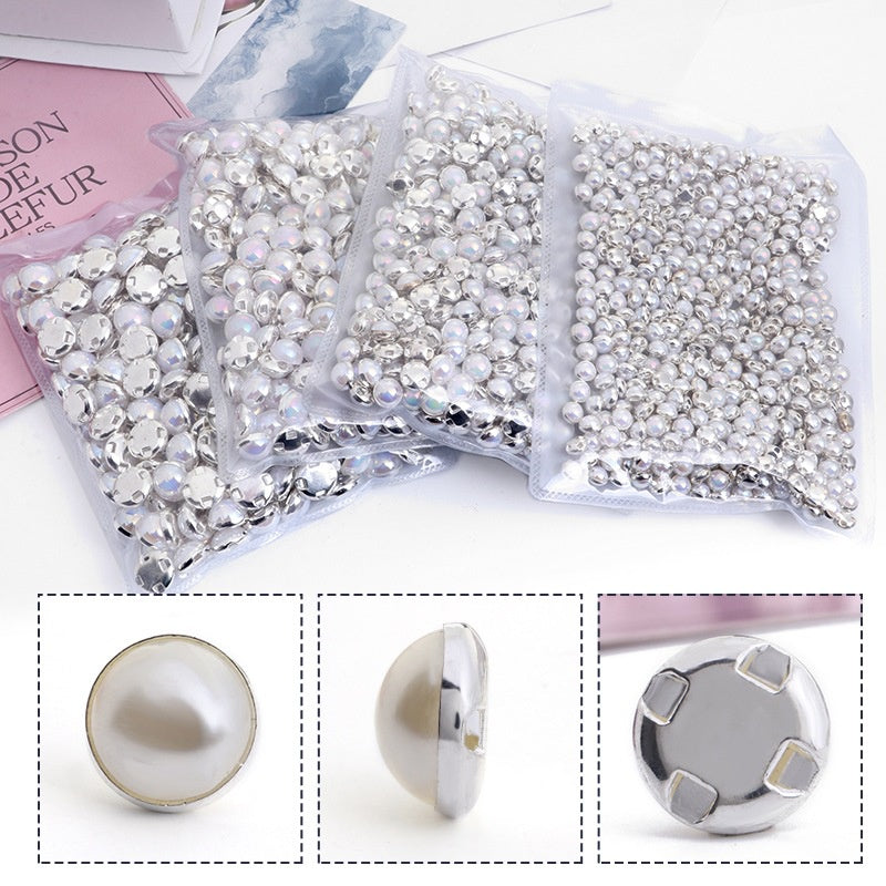 Pearl Buttons Imitation Pearl High Brightness Flat Bottom Half Side Pearl Hand Sewn Diy Accessories