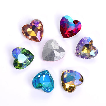 12mm Rhinestone Love Rhinestone Crystal Glass Rhinestone  Pointy Bottom Peach Heart Diy Mobile Phone Paste Rhinestone Accessories Clothing Jewelry Rhinestone