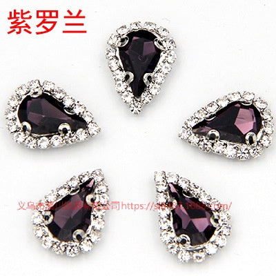 10pcs 5*8mm Sharp Drop Claw Rhinestone Sew on Crystal Rhinestone with Gold/Sliver Claw Crystal for Clothing Garment Diy Headdress Accessories
