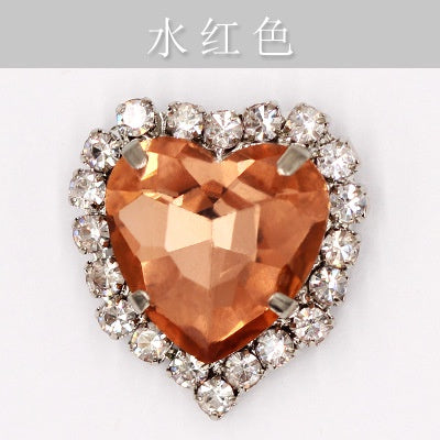 12mm 10pcs Heart Shape Crystal Rhinestone With Sliver/Gold Bottom For DIY Garment Clothing