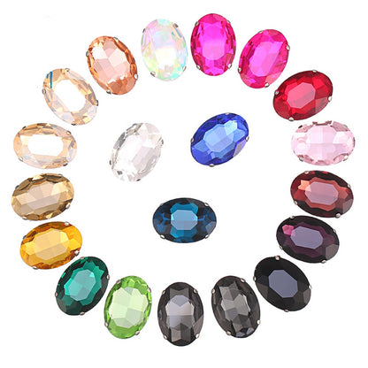 Fashion Oval Shape 13*18mm/18*25mm Big Shiny Glass Rhinestone with Silver Bottom Crystal for DIY Jewelry Making