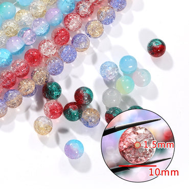 10mm 80pcs Crack beads Jade broken beads explosive glass beads ice cracked floral beads glass diy accessory bracelet beaded