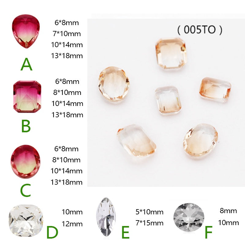 10Pcs Elliptic shape Special Color Gradient Nail Rhinestones Diy Accessories Nail Jewelry Materials