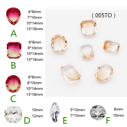 10Pcs Elliptic shape Special Color Gradient Nail Rhinestones Diy Accessories Nail Jewelry Materials