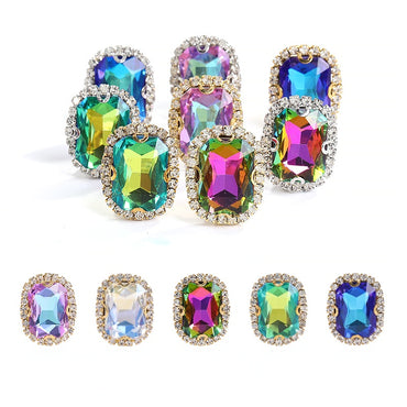 Shiny Rhinestone with Golden Bottom 13*18mm 10pcs Dazzling Setting Crystal for DIY Garment Clothing Shoes Bags Accessories