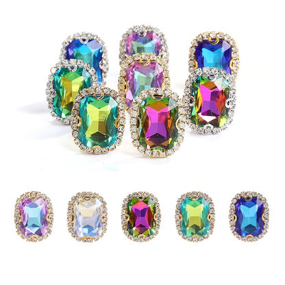Shiny Rhinestone with Golden Bottom 13*18mm 10pcs Dazzling Setting Crystal for DIY Garment Clothing Shoes Bags Accessories