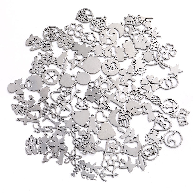 304 Stainless Steel Love Heart Diy Alloy Accessories Five-pointed Star Four-leaf Clover Earrings Bracelet Necklace Pendant Material