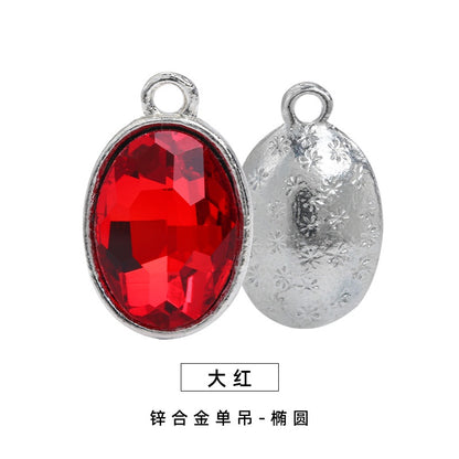 Single Hanging Oval Enclosing Edge Crystal Pendant Alloy Accessories Glass Crystal Diy Necklace Bracelet Decorative Accessories