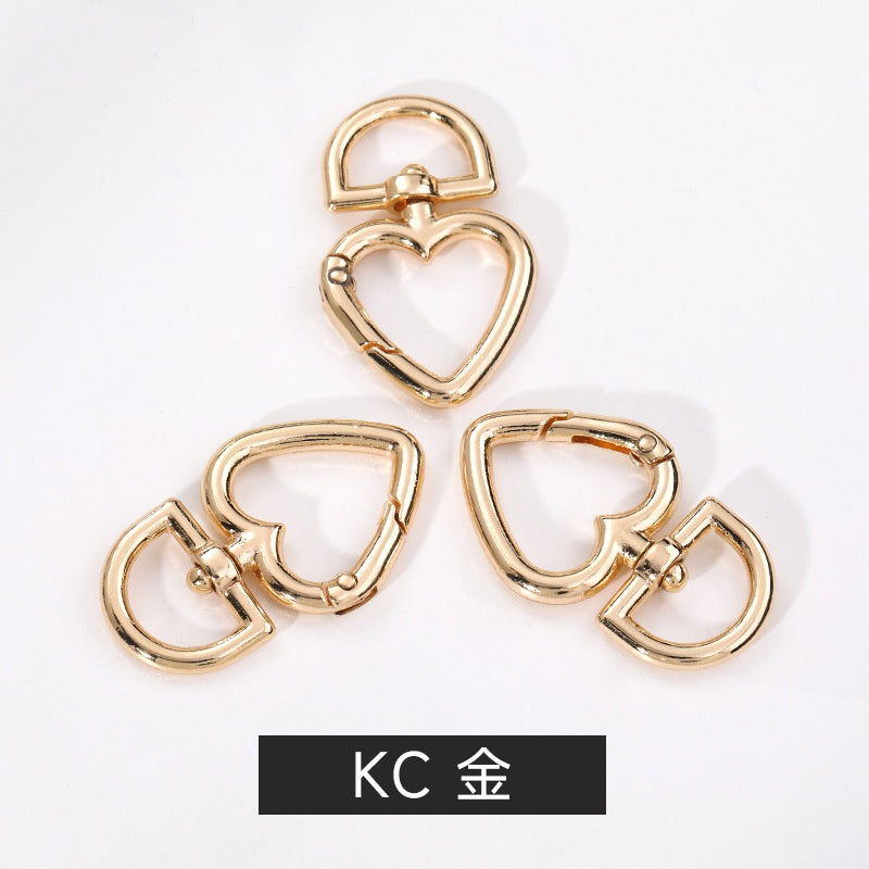 Metal Peach Heart Love Spring Buckle Keychain Dog Buckle Rope Buckle Diy Plush Doll Bag Hanging Ornament Accessories Pendant