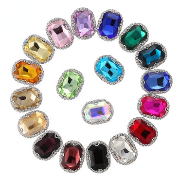 Octagon Shape 10pcs 6*8mm Crystal Rhinestone Crystal Buckle Glass Claw Rhinestones Encircling Edge Hand Sewn Rhinestone Diy Mobile Phone Case Clothing Accessories Materials
