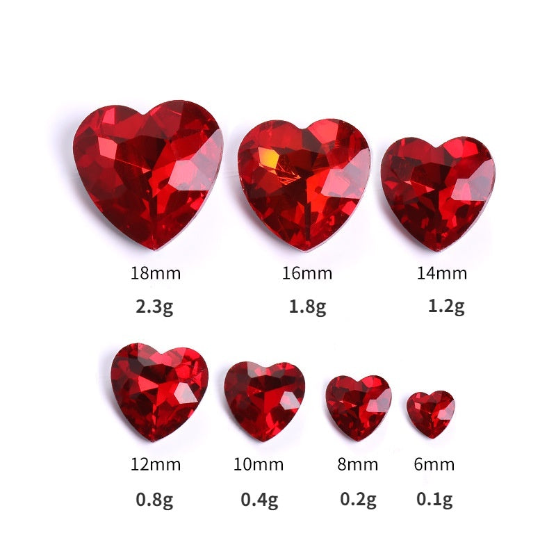 12mm Rhinestone Love Rhinestone Crystal Glass Rhinestone  Pointy Bottom Peach Heart Diy Mobile Phone Paste Rhinestone Accessories Clothing Jewelry Rhinestone