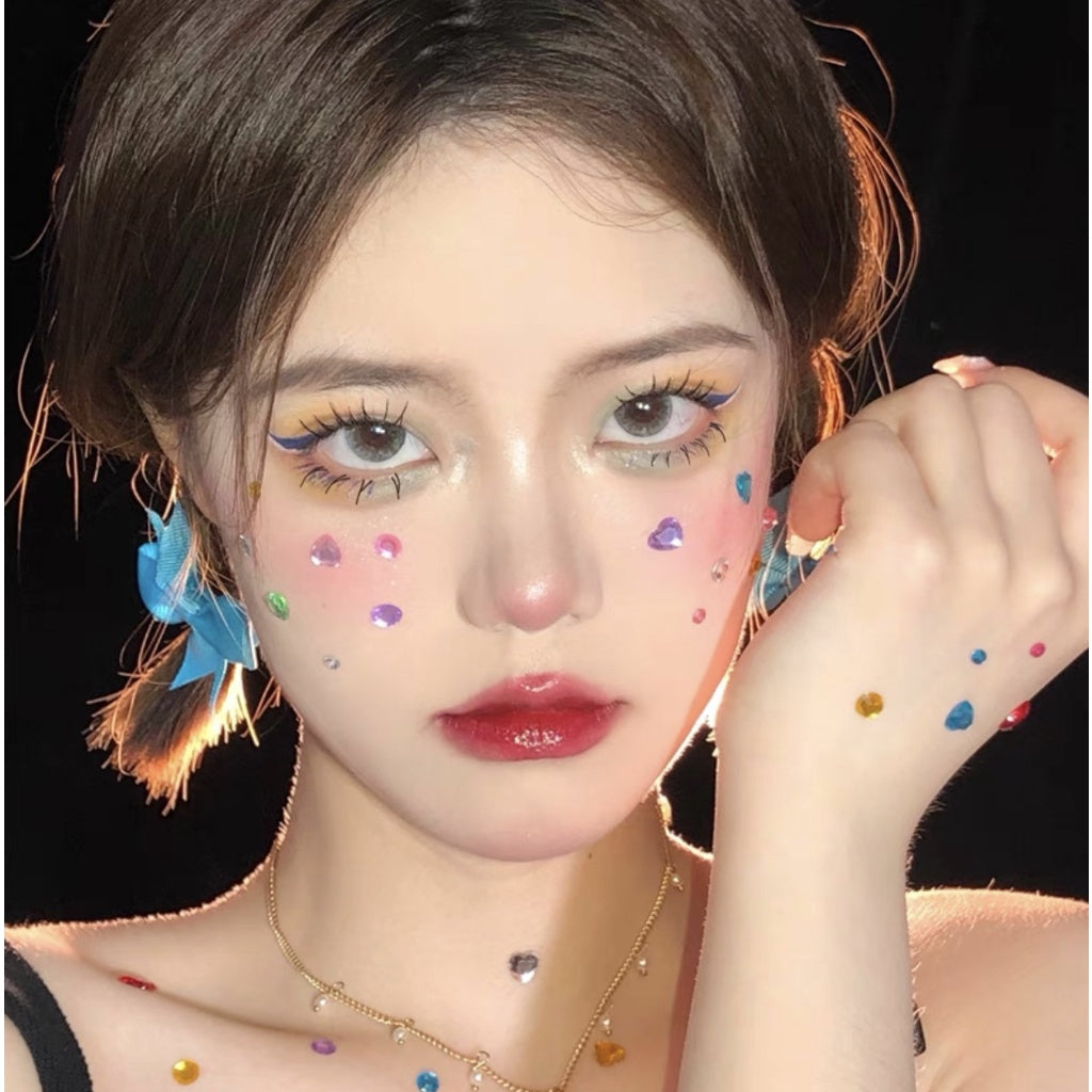 Dazzle Colorful Love Shiny Transparent Crystal Drop Glue Sticker Paste Girl Eyebrow Stick Ear Stick Decoration DIY Hand Ledger