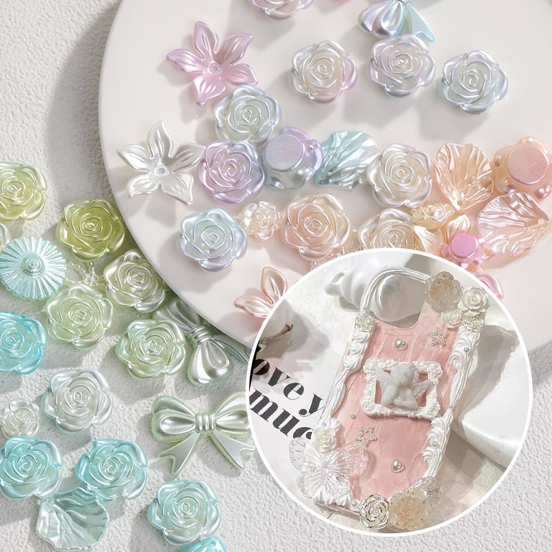 50g Baroque Mixed Designs Diy Homemade Flower Bow Shape Resin Phone Case Decoration ABS Headdress Hair Accessories