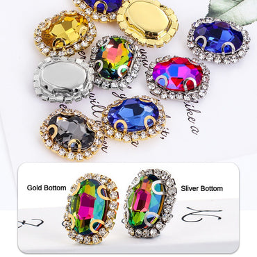 10pcs 8*10mm Oval Shape Crystal Rhinestone with Gold/Sliver Bottom for DIY Clothing Jewelry Making