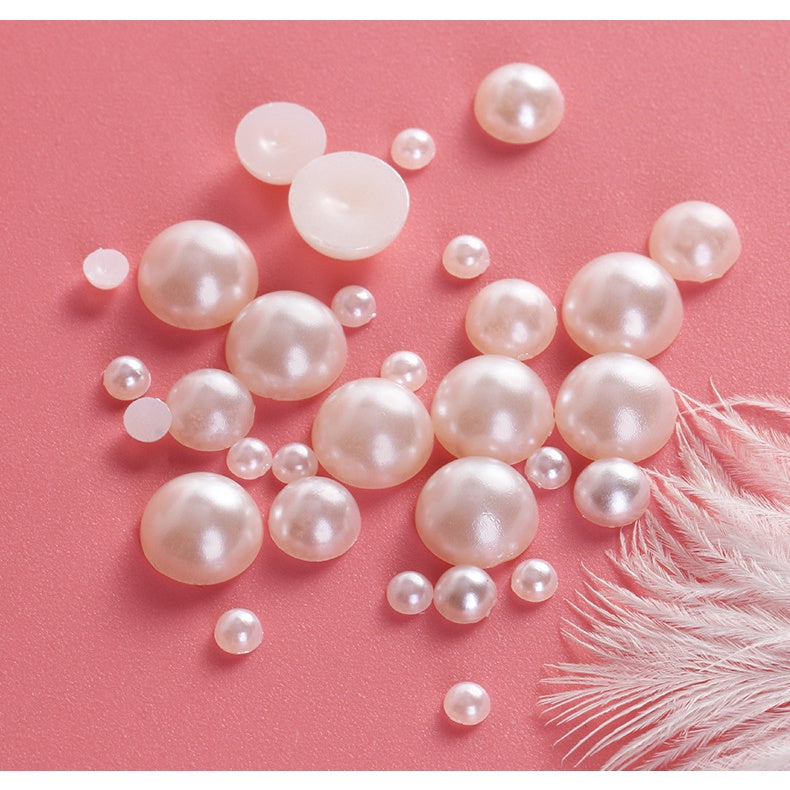Imitation Pearl Semi-round Pearl Perforated Pearl Jewelry Materials Clothing Accessories Fake Pearl Jewelry Accessories