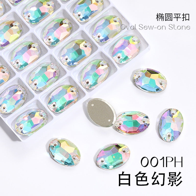 Crystal 7*10/10*14mm High-end Button Flat Oval Mocha Handmade Clothes Accessories