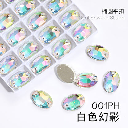 Crystal 7*10/10*14mm High-end Button Flat Oval Mocha Handmade Clothes Accessories