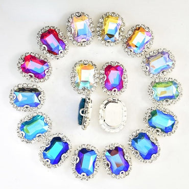10pcs 18*25mm Octagon Shape Crystal Rhinestone with Sliver/gold Bottom Rhinestone for DIY Clothing Garment Diy Accessories Clothing Accessories Shoes
