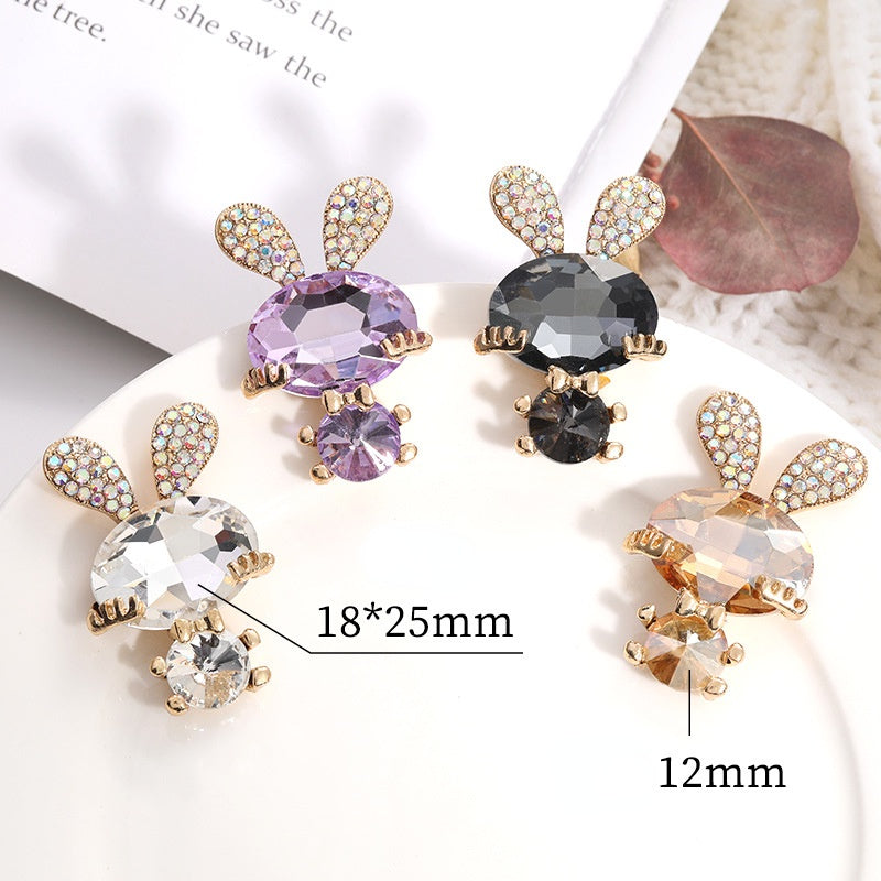 Fashion Cute Rabbit 30*44mm Crystal Rhinestone Bunny DIY Jewelry Accessories for Phone Case