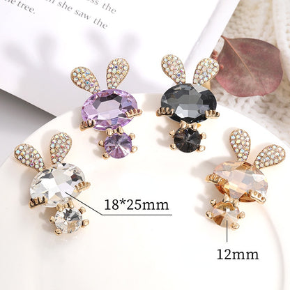 Fashion Cute Rabbit 30*44mm Crystal Rhinestone Bunny DIY Jewelry Accessories for Phone Case