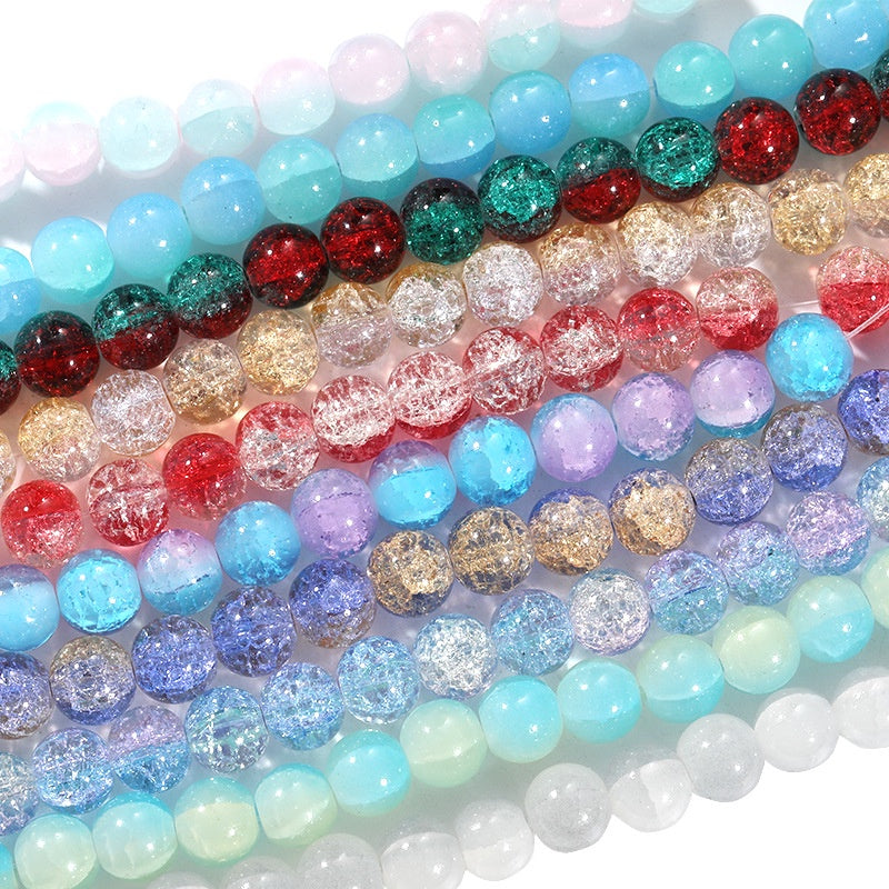 10mm 80pcs Crack beads Jade broken beads explosive glass beads ice cracked floral beads glass diy accessory bracelet beaded