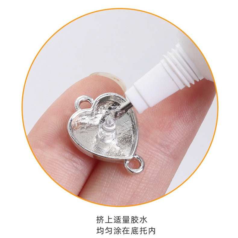 Crystal Heart Pendant Double Hole Bracelet Necklace Glass Diamond Link Piece DIY Bag Clothing Shoe Accessories