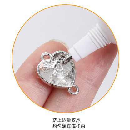 Crystal Heart Pendant Double Hole Bracelet Necklace Glass Diamond Link Piece DIY Bag Clothing Shoe Accessories