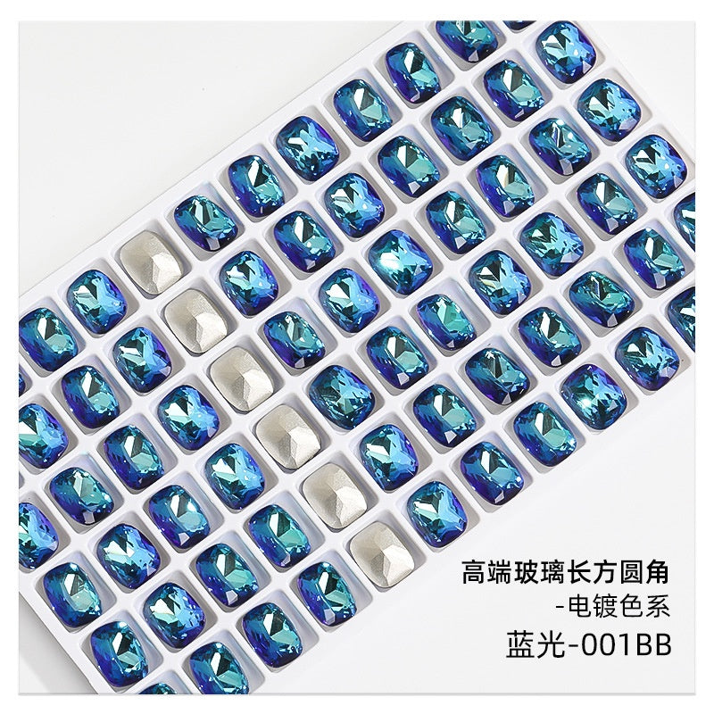 10mm  10pcs Nail Rhinrhinea High-end Tip Bottom Rhinrhinea  Rectangular Round Corner Diy Accessories Materials